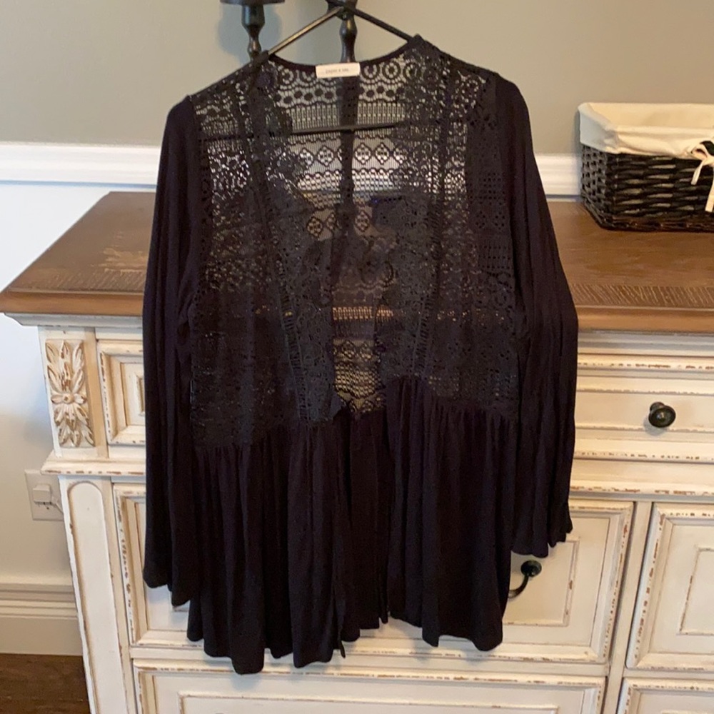 Embroidered Knit Cover Up Kimono